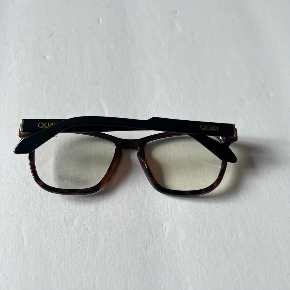 QUAY HARDWIRE 126 BLUELIGHT READING GLASSES NO MAGNIFICATION TORTOISE BLACK NWOT